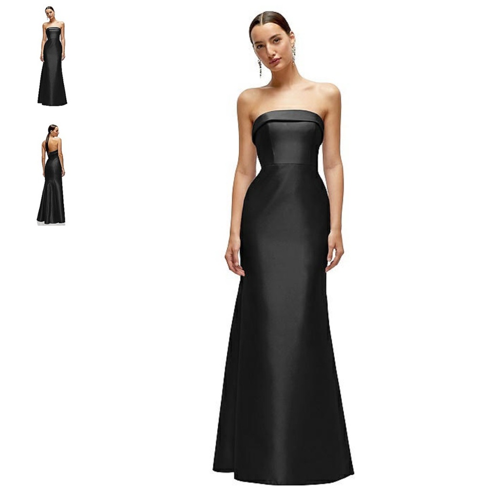 Alfred Sung D870 Satin Trumpet Gown in Black